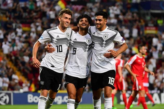 U 21 European Football Championship 2019 Germany Serbia on 20 06 2019 in the stadium Nereo Rocco in Trieste Goal celebration to 4 0 by Luca Waldschmidt Germany xMNx