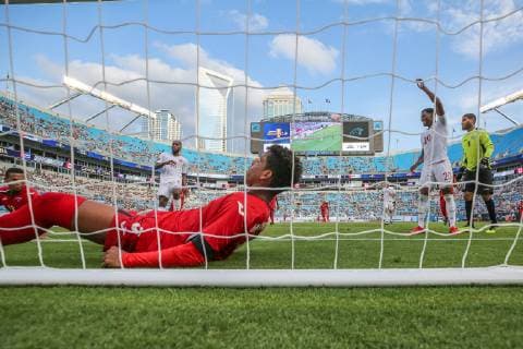 June 23, 2019: Canada forward Jonathan David (20) makes a goal in the second half of the CONCACAF Gold Cup soccer match between Canada and Cuba held at Bank of America Stadium in Charlotte, NC. CSM 2019 CONCACAF Gold Cup: Canada vs Cuba JUN 23 - ZUMAc04_ 20190623_zaf_c04_176 Copyright: xJonathanxHuffx