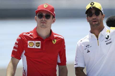 LECLERC Charles F1 Team Scuderia Ferrari with RICCIARDO Dennis driver parade on Sunday Formula 1 GP 2019 France on 23 06 2019 at Le Castellet