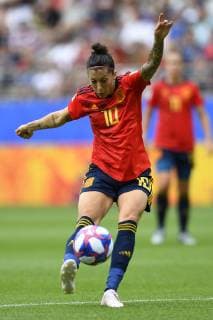 June 24, 2019 - Reims, France - Jennifer Hermoso (Atletico Madrid) of Spain shooting to goal during the 2019 FIFA Women s World Cup France Round Of 16 match between Spain and USA at Stade Auguste Delaune on June 24, 2019 in Reims, France. Spain v USA: Round Of 16 - 2019 FIFA Women s World Cup France  - ZUMAn230 20190624_zaa_n230_142 Copyright: xJosexBretonx