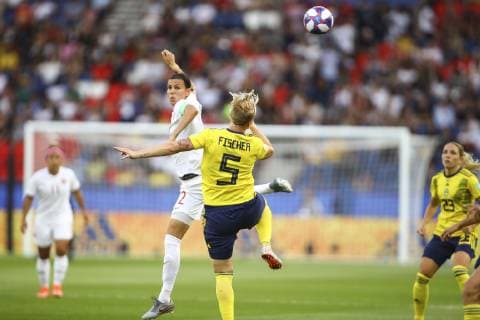 Christine Sinclair (Canada) vs Magdalena Eriksson (Suede) FOOTBALL : Suede vs Canada - Huitiemes - Coupe du Monde Feminine - 24 06 2019 GwendolineLeGoff Panoramic 