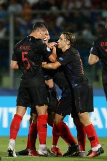 Foto Andrea Rigano LaPresse 24 giugno 2019 San Marino, San Marino calcio Croazia vs Inghilterra - UEFA Europeo Under 21 Italia 2019 Nella foto: esultanza Croazia Foto Andrea Rigano LaPresse June 24, 2019 San Marino, San Marino sport soccer Croatia vs England - UEFA Under 21 Championship Italy 2019 - In the pic: Croatia celebration  Copyright: xAndreaxRigano LaPressex