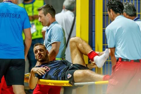 Serravalle, San Marino, 24 06 2019, UEFA U 21 European Championship Italy 2019, Group Phase, Group C, Croatia England, Nikola Vlasic CRO will be transported Defodi 01048 184166 Defodi-048