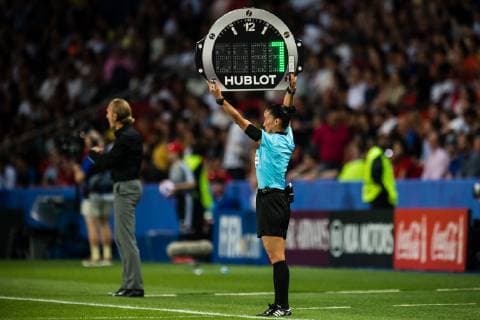 190624 Additional time 7 minutes shown during the FIFA WomenÂ s World Cup round of sixteen match between Sweden and Canada on June 24, 2019 in Paris Photo Simon Hastegard Bildbyran Kod SH 180086 bbeng fotboll football fotball soccer dam women kvinner frankrike france vm vm 2019 verdensmesterskap världsmästerskap fifa women s world cup 2019 world cup attondelsfinal knockout stage canada kanada sverige sweden,  Copyright: SIMONxHASTEGARD BB190624SH105