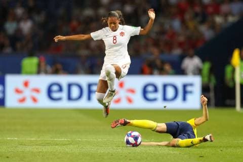 June 24, 2019, Paris, France: Reviere of Canada during a match against Sweden by the Women s World Cup finals at the Parc des Princes Stadium. Soccer 2019: Womens Wolrd Cup: Sweden 1:0 Canada  - ZUMA19 - 20190624_mda_c233_451 Copyright: xVanessaxCarvalhox