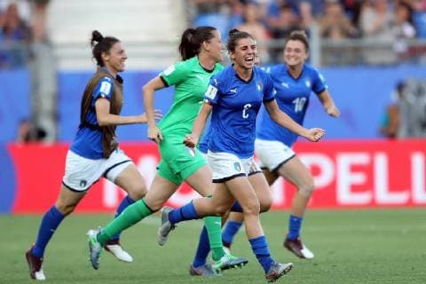 joie qualification 1 4 quart finale italie FOOTBALL : Italie vs Chine - Coupe du Monde Feminine - Montpellier - 25 06 2019 RichardGosselin Panoramic 