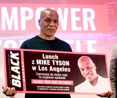 Mike Tyson at a press conference, PK, Pressekonferenz Empower YourSelf in Warsaw Mike Tyson at a press conference Empower YourSelf on June 26, 2019 in Warsaw, Poland. The poster reads: Lunch with Mike Tyson in Los Angeles. Invitation for two people.  EN_01382767_0005