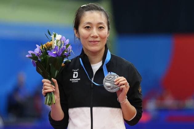 Sport Themen der Woche KW26 Sport Bilder des Tages Han Ying, GER, during victory ceremony at 2nd Europaspiele in Minsk; 26 06 2019 - *** Han Ying, GER, during victory ceremony at 2nd European Games in Minsk 26 06 2019 