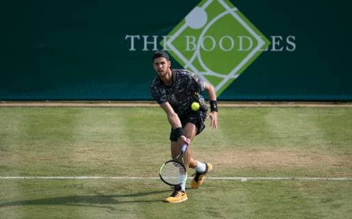 Karen Khachanov of Russia during The BOODLES Tennis exhibition event 2019 at Stoke Park, Slough, England on 26 June 2019. Copyright: xAndyxRowlandx PMI-2882-0005