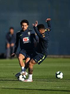 26th June 2019, Porto Alegre, Brazil; Training session of Brazil - CT President Luiz Carvalho, with Marquinhos and Gabriel Jesus ahead of their game versus Paraguay on 28th June  ActionPlus12148212 HeulerxAndrey