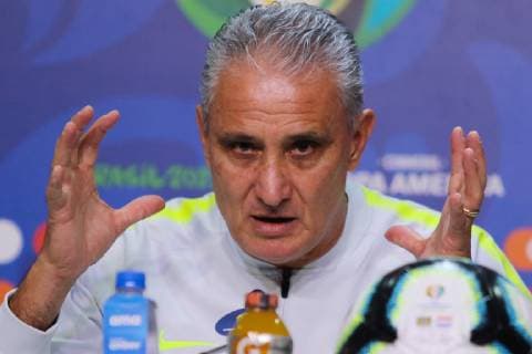 26th June 2019, Porto Alegre, Brazil; pzress conference of Brazil at CT President Luiz Carvalho as Head coach Tite speaks to the press ahead of their game versus Paraguay on 28th June  ActionPlus12148221 MaxxPeixoto