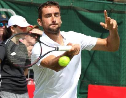 June 26, 2019 - London, United Kingdom - Marin Cilic plays against Rafael Nadal at the Aspall Tennis Classic - an annual Pre Wimbledon grass court Exhibition event - at the Hurlingham Club in London Aspall Tennis Classic at the Hurlingham Club in London, UK - 26 Jun 2019 - ZUMAs197 20190626_zaa_s197_127 Copyright: xKeithxMayhewx