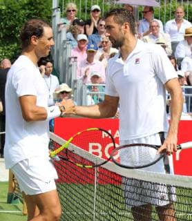 June 26, 2019 - London, United Kingdom - Rafael Nadal congratulates Marin Cilic, who defeated him in two sets at the Aspall Tennis Classic - an annual Pre Wimbledon grass court Exhibition event - at the Hurlingham Club in London Aspall Tennis Classic at the Hurlingham Club in London, UK - 26 Jun 2019 - ZUMAs197 20190626_zaa_s197_136 Copyright: xKeithxMayhewx