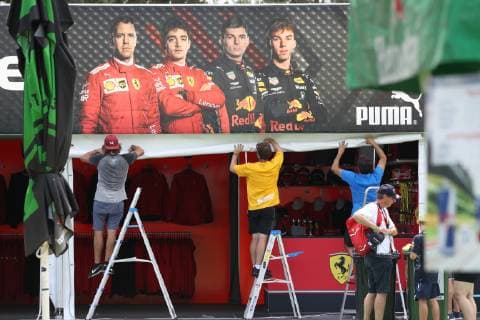 FORMULA 1 - GP of Austria 2019 SPIELBERG,AUSTRIA,27.JUN.19 - MOTORSPORTS, FORMULA 1 - Grand Prix of Austria, Red Bull Ring, preview. Image shows a sales stand. GEPAxpictures xAndreasxPranter