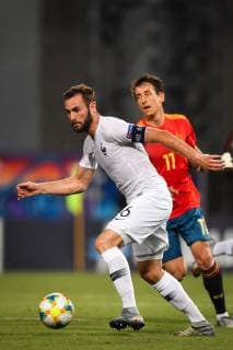Photo Massimo Paolone LaPresse June 27, 2019 Reggio Emilia, Italy soccer Spain vs France - UEFA Under 21 Championship Italy 2019 - Semi-finals - "Mapei - Citt& xe0; del Tricolore" stadium. In the pic: Lucas Tousart (Francia) competes for the ball with Mikel Oyarzabal (Spagna)  Copyright: xMassimoxPaolone LaPressex