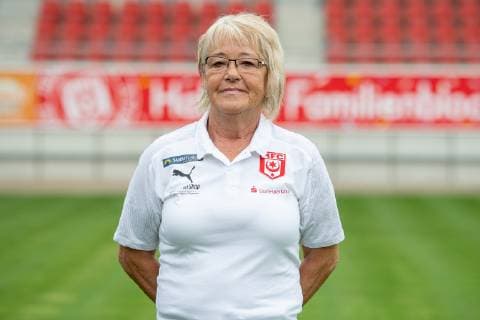 Dagmar Schulze technical assistant HFC Hallescher Fussballclub e V 3 Liga, portrait date 2019 2020, Halle Saale Sachsen Anhalt Germany