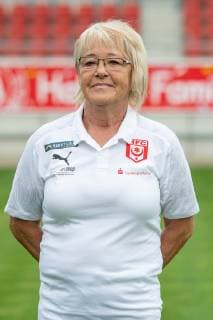 Dagmar Schulze technical assistant HFC Hallescher Fussballclub e V 3 Liga, portrait date 2019 2020, Halle Saale Sachsen Anhalt Germany