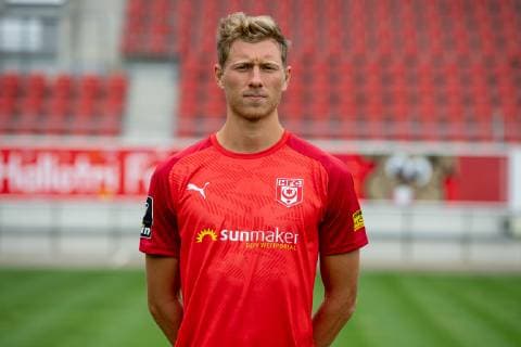 Tobias Schilk HFC Hallescher Fussballclub e V 3 Liga, portrait date 2019 2020, Halle Saale Sachsen Anhalt Germany