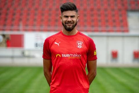 Antonios Papadopoulos HFC Hallescher Fussballclub e V 3 Liga, portrait date 2019 2020, Halle Saale Sachsen Anhalt Germany