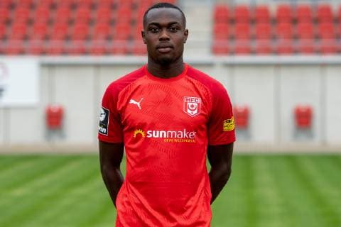 Ishmael Schubert Abubakari HFC Hallescher Fussballclub e V 3 Liga, portrait date 2019 2020, Halle Saale Sachsen Anhalt Germany