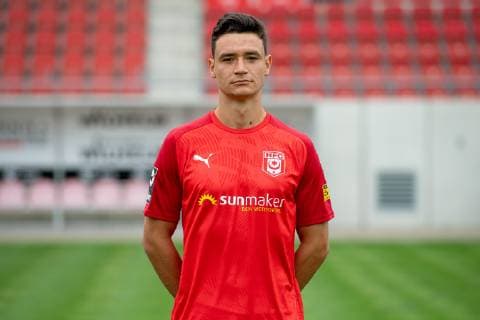 Niklas Landgraf HFC Hallescher Fussballclub e V 3 Liga, portrait date 2019 2020, Halle Saale Sachsen Anhalt Germany