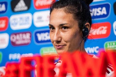 190628 Sara Doorsoun of Germany during a press conference on June 28, 2019 in Rennes Photo Simon Hastegard Image Source Code SH 180091 bbeng soccer football soccer ladies women women france france world cup world championships 2019 world championship world championship fifa women s world cup 2019 world cup quarter-final knockout stage germany press conference,  Copyright: SIMONxHASTEGARD BB190628SH050
