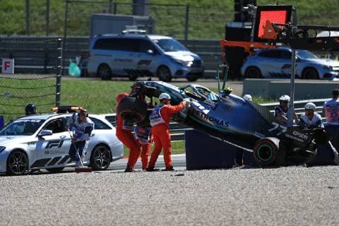 28th June 2019, Red Bull Ring, Spielberg, Austria; FIA Formula 1 Grand Prix, practice sessions; Mercedes AMG Petronas Motorsport, Valtteri Bottas crashes at Turn 6  ActionPlus12148596 Octane