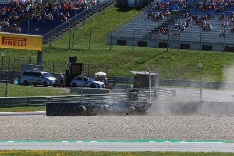 28th June 2019, Red Bull Ring, Spielberg, Austria; FIA Formula 1 Grand Prix, practice sessions; Mercedes AMG Petronas Motorsport, Valtteri Bottas crashes at Turn 6 and destroys the front end of his car  ActionPlus12148601 Octane