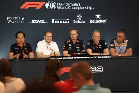 28th June 2019, Red Bull Ring, Spielberg, Austria; FIA Formula 1 Grand Prix, practice sessions; Toyoharu Tanube, Honda Performance Development Senior Manager, Andreas Seidl - Team Principal at McLaren, Paul Monaghan, Chief Engineer of Red Bull Racing and Mario Isola, Pirelli Head of Car Racing  ActionPlus12148659 Octane