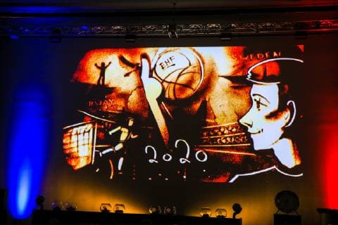 HANDBALL - EHF Euro 2020, draw VIENNA,AUSTRIA,28.JUN.19 - HANDBALL - EHF European Championship, EM, Europameisterschaft 2020, draw. Image shows a sandpainting. GEPAxpictures xPhilippxBrem