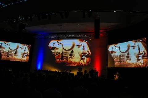 HANDBALL - EHF Euro 2020, draw VIENNA,AUSTRIA,28.JUN.19 - HANDBALL - EHF European Championship, EM, Europameisterschaft 2020, draw. Image shows a sandpainting. GEPAxpictures xPhilippxBrem