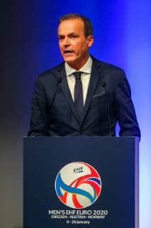 HANDBALL - EHF Euro 2020, draw VIENNA,AUSTRIA,28.JUN.19 - HANDBALL - EHF European Championship, EM, Europameisterschaft 2020, draw. Image shows minister of finance, public service and sports Eduard Mueller. GEPAxpictures xPhilippxBrem