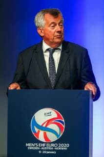 HANDBALL - EHF Euro 2020, draw VIENNA,AUSTRIA,28.JUN.19 - HANDBALL - EHF European Championship, EM, Europameisterschaft 2020, draw. Image shows president Michael Wiederer (EHF). GEPAxpictures xPhilippxBrem