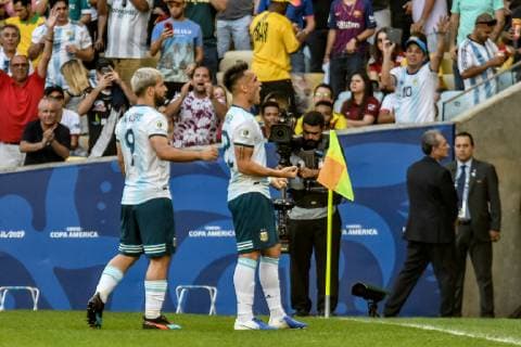 Fußball, Copa America, Venezuela - Argentinien Venezuela vs Argentina RIO DE JANEIRO, RJ - 28.06.2019: VENEZUELA VS ARGENTINA - Lautaro Martínez scores goal during a match between Venezuela and Argentina, valid for the quarterfinals of the Copa America 2019, held this Friday (28) at the Maracanã Stadium in Rio de Janeiro, RJ. (Photo: Nayra Halm Fotoarena) x1754658x  NayraxHalm