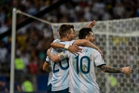 Fußball, Copa America, Venezuela - Argentinien Venezuela vs Argentina RIO DE JANEIRO, RJ - 28.06.2019: VENEZUELA VS ARGENTINA - Lo Celso scores the second goal for the Argentineans during a match between Venezuela and Argentina, valid for the quarterfinals of the Copa America 2019, held this Friday (28) at the Maracanã Stadium in Rio de Janeiro, RJ. (Photo: Nayra Halm Fotoarena) x1754732x  NayraxHalm