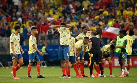 Colombia vs. Chile SÃO PAULO, SP - 28.06.2019: COLOMBIA VS. CHILE - The Colombian national team, Nationalteam is eliminated in a Chilean penalty shoot-out after a 0-0 draw in a match between Colombia and Chile, valid for the quarterfinals of the 2019 Copa America, held this Friday (28) at the Corinthians Arena in São Paulo, SP. (Photo: Marcelo Machado de Melo Fotoarena) x1755029x  MarceloxMachadoxdexMelo
