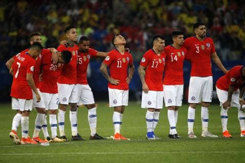 Futbol, Colombia vs Chile Copa America 2019 Los jugadores de la selecciones chilena durante el partido de cuartos de final de la Copa America contra Colombia disputado en el estadio Arena Corinthians de San Pablo, Brasil. 28 06 2019 Andres Pina Photosport Football, Colombia vs Chile Copa America Championship 2019 Chile s players are pictured during the quarter final match of the Copa America Championship against Colombia held at the Arena Corinthians stadium in Sao Paulo, Brazil. 28 06 2019 Andres Pina Photosport Colombia vs Chile, Copa America 2019 