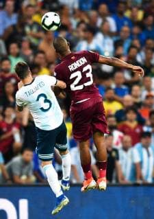 (190629) -- RIO DE JANEIRO, June 29, 2019 -- Venezuela s Salomon Rondon (R) competes with Nicolas Tagliafico of Argentina during the Copa America 2019 quarterfinal match between Argentina and Venezuela, in Rio de Janeiro, Brazil, June 28, 2019. Argentina won 2-0. ) (SP)BRAZIL-RIO DE JANEIRO-FOOTBALL-COPA AMERICA 2019-ARG VS VEN XinxYuewei 