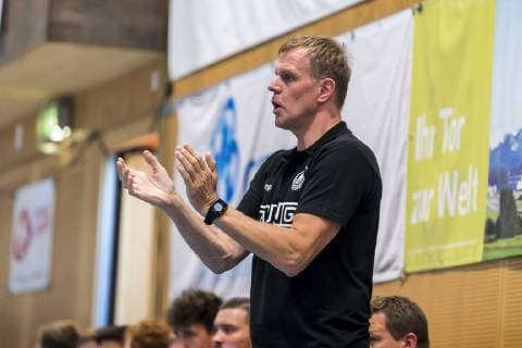 Kloten, Germany 28 June 2019 DHB U21 international match Airport Trophy Spain vs Germany coach Martin Heuberger Germany Kloten sports hall Ruebisbach Switzerland