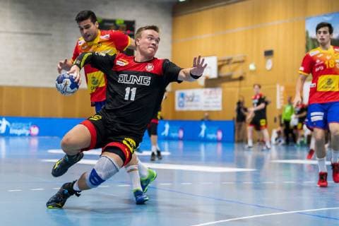 Kloten, Germany 28 June 2019 DHB U21 international match Airport Trophy Spain vs Germany Max Neuhaus Germany SC Magdeburg TSG Friesenheim Kloten Sporthalle Ruebisbach Switzerland