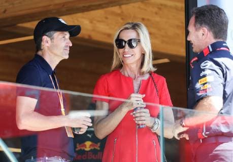 FORMULA 1 - GP of Austria 2019 SPIELBERG,AUSTRIA,29.JUN.19 - MOTORSPORTS, FORMULA 1 - Grand Prix of Austria, Red Bull Ring. Image shows Patrick Dempsey, Anita Gerhardter (Wings for Life) and executive director Christian Horner (Red Bull Racing). GEPAxpictures xHaraldxSteiner