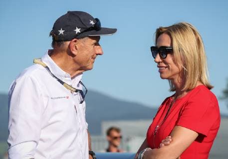 FORMULA 1 - GP of Austria 2019 SPIELBERG,AUSTRIA,29.JUN.19 - MOTORSPORTS, FORMULA 1 - Grand Prix of Austria, Red Bull Ring, Legends Parade. Image shows Hans Joachim Stuck and Anita Gerhardter. GEPAxpictures xHaraldxSteiner