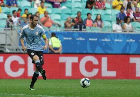 Uruguay vs Peru SALVADOR, BA - 29.06.2019: URUGUAY VS PERU - Diego Godin, during a match between Uruguay and Peru, valid for the quarterfinals of the Copa América 2019, held this Saturday (29) at the Fonte Nova Arena in Salvador, Bahia, Brazil. (Photo: Tiago Caldas Fotoarena) x1755385x  TiagoxCaldas