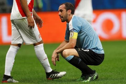 Uruguay s Diego Godin reacts during the Copa America 2019 quarter-finals soccer match between Uruguay and Peru, at Arena Fonte Nova Stadium in Salvador, Brazil, 29 June 2019. Uruguay vs. Peru !ACHTUNG: NUR REDAKTIONELLE NUTZUNG!  Copyright: xJoedsonxAlvesx SCA2299 20190629-636974438503249971