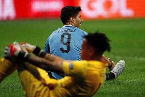 Uruguay s Luis Suarez reacts against Peruvian goalkeeper Pedro Gallese during the Copa America 2019 quarter-finals soccer match between Uruguay and Peru, at Arena Fonte Nova Stadium in Salvador, Brazil, 29 June 2019. Uruguay vs. Peru !ACHTUNG: NUR REDAKTIONELLE NUTZUNG!  Copyright: xJoedsonxAlvesx SCA22120 20190629-636974459444689024