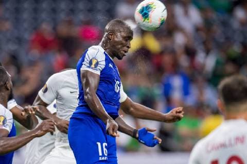 June 29, 2019: Haiti defender Andrew Jean Baptiste (16) heads the ball away from the goal during the 1st half of a CONCACAF Gold Cup quarterfinals soccer match between Haiti and Canada at NRG Stadium in Houston, TX. .. CSM CONCACAF Gold Cup Quarterfinals 2019: Haiti vs Canada JUN 29 - ZUMAc04_ 20190629_zaf_c04_053 Copyright: xTraskxSmithx