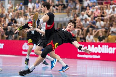 Kloten, Germany 30 June 2019 Handball, DHB U21 international Airport Trophy Switzerland vs. Germany Justin Kurch Germany SC Magdeburg Kloten Sporthalle Ruebisbach Switzerland