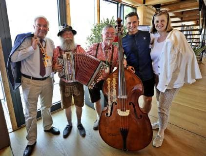 FORMULA 1 - GP of Austria 2019 SPIELBERG,AUSTRIA,30.JUN.19 - MOTORSPORTS, FORMULA 1 - Grand Prix of Austria, Red Bull Ring. Image shows governor Hermann Schuetzenhoefer (Styria), Andreas Gabalier and Barbara Eibinger-Miedl. GEPAxpictures xM.xOberlaender