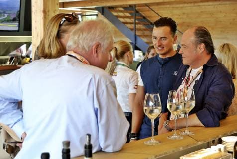 FORMULA 1 - GP of Austria 2019 SPIELBERG,AUSTRIA,30.JUN.19 - MOTORSPORTS, FORMULA 1 - Grand Prix of Austria, Red Bull Ring. Image shows governor Hermann Schuetzenhoefer (Styria), Andreas Gabalier and manager Klaus Bartelmuss. GEPAxpictures xM.xOberlaender