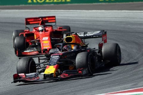Photo4 LaPresse 30 06 2019 Spielberg, Austria Grand Prix Formula One Austria 2019 In the pic: Max Verstappen (NED) Red Bull Racing RB15 and Charles Leclerc (MON) Scuderia Ferrari SF90  Copyright: xPhoto4 LaPressex